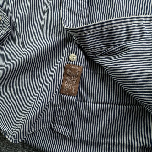 Gitman Bros Button Up Shirt Long Sleeve Blue Striped 15 34 USA Cotton Designer - Picture 11 of 15